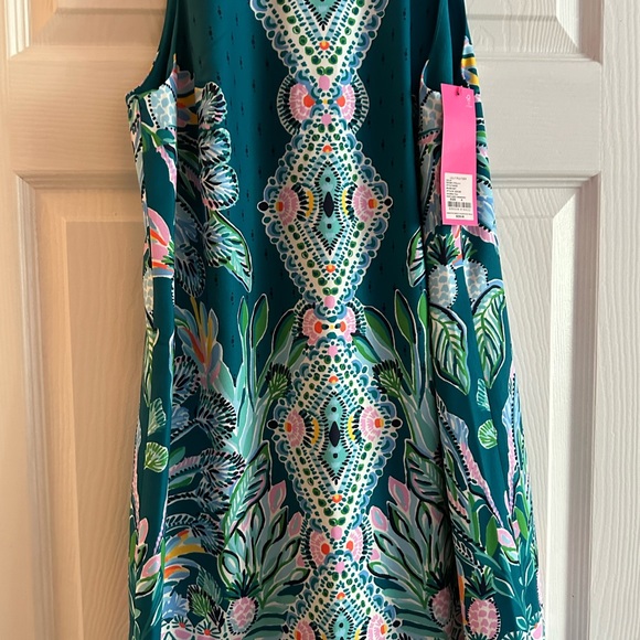 NWT LILLY PULITZER BRANDI SHIFT DRESS SIZE 4 VALENCIA TEAL RAIN FOREST ENGINEERE - Picture 2 of 16